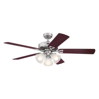 Travis 52-Inch Indoor Ceiling Fan with LED Light Fixture, Brushed Nickel Finish